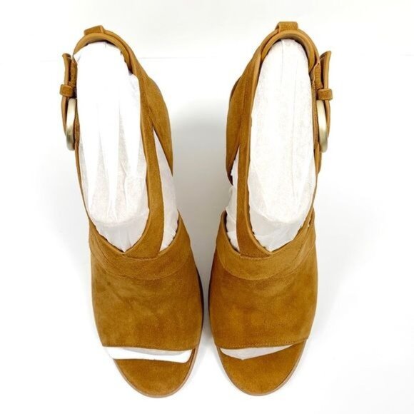 Marc Fisher Vega Sandal Leather Upper Suede Construction Block Heel Size 9.5 - Picture 7 of 15